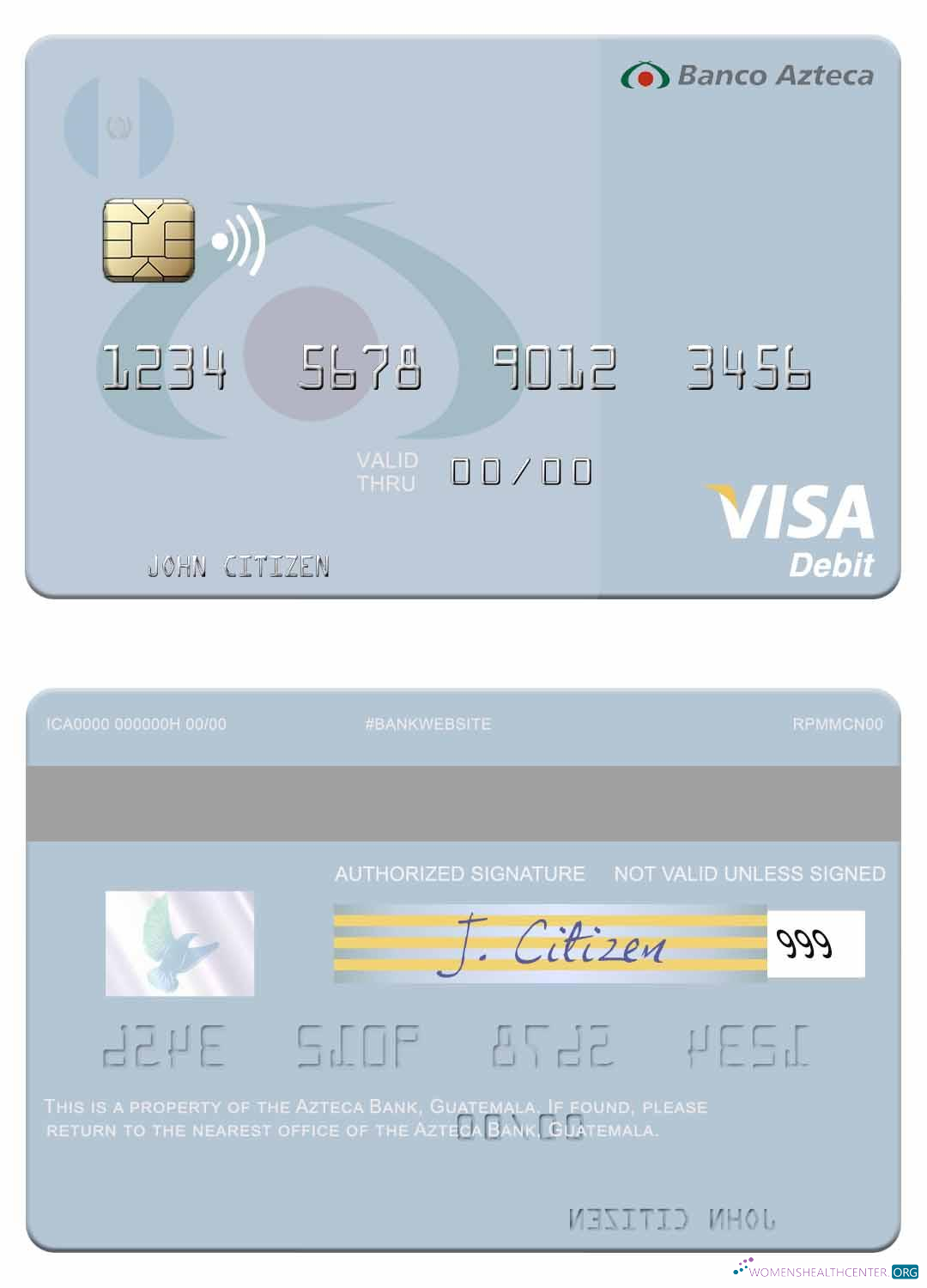 Download Guatemala Azteca Bank visa debit card Photoshop template